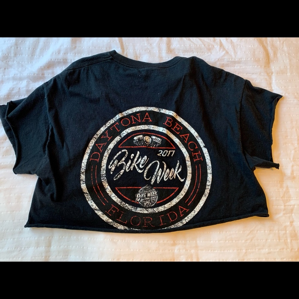 Vintage black Harley Daytona bike week cropped t shirt size L $10